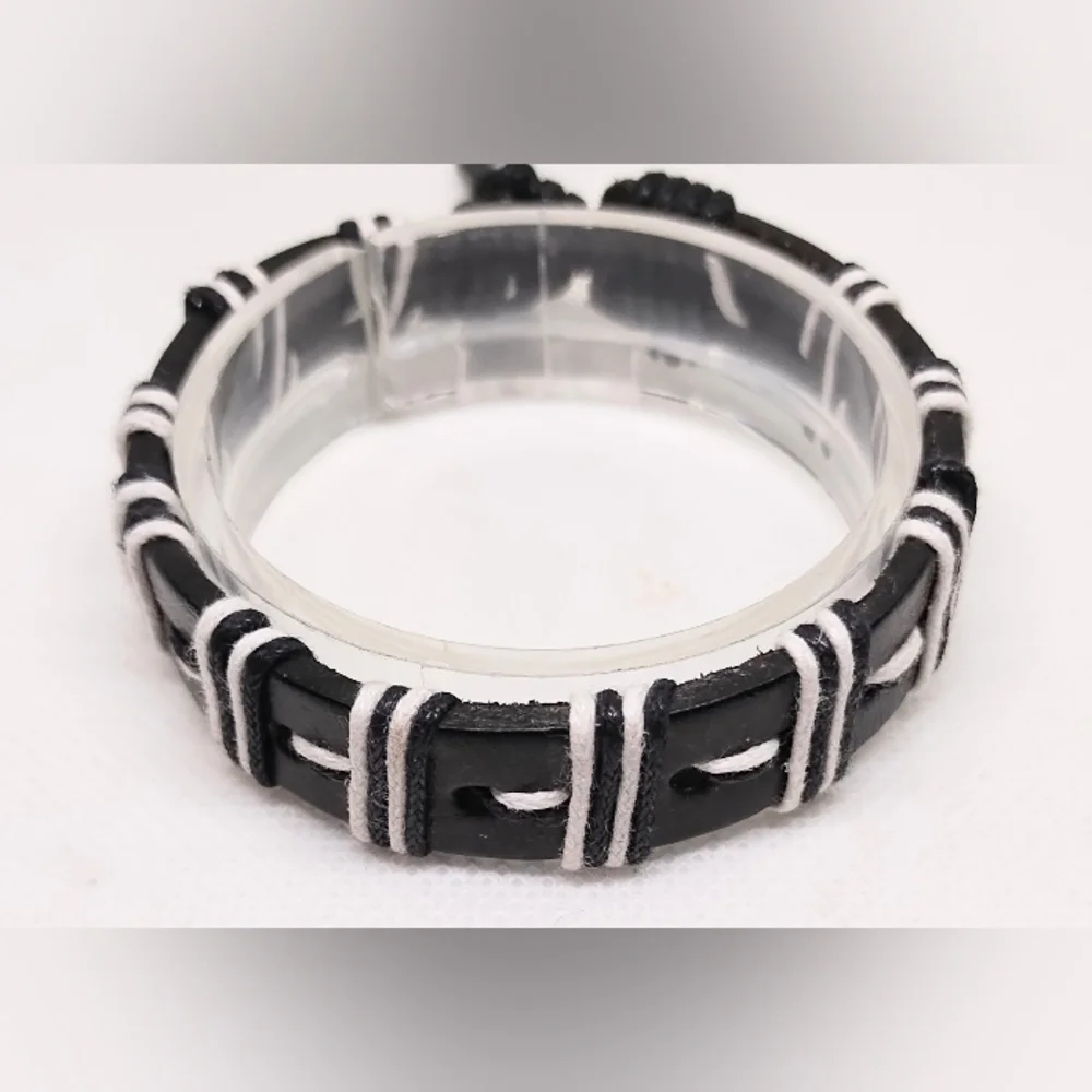 Men's Leather Bracelet Braided Black New‎ f54